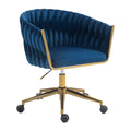 Modern Design The Backrest Is Hand Made Woven Office Chair,Vanity Chairs With Wheels,Height Adjustable,360 Swivel For Bedroom, Living Room Blue Blue Bedroom Foam Modern Office Chairs Foam Velvet