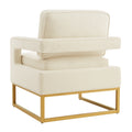 Modern Style Accent Chair With Gold Metal Basevelvet Upholstered Leisure Chair With Open Armrest, Armchair, Cream Cream Primary Living Space Modern Foam Velvet