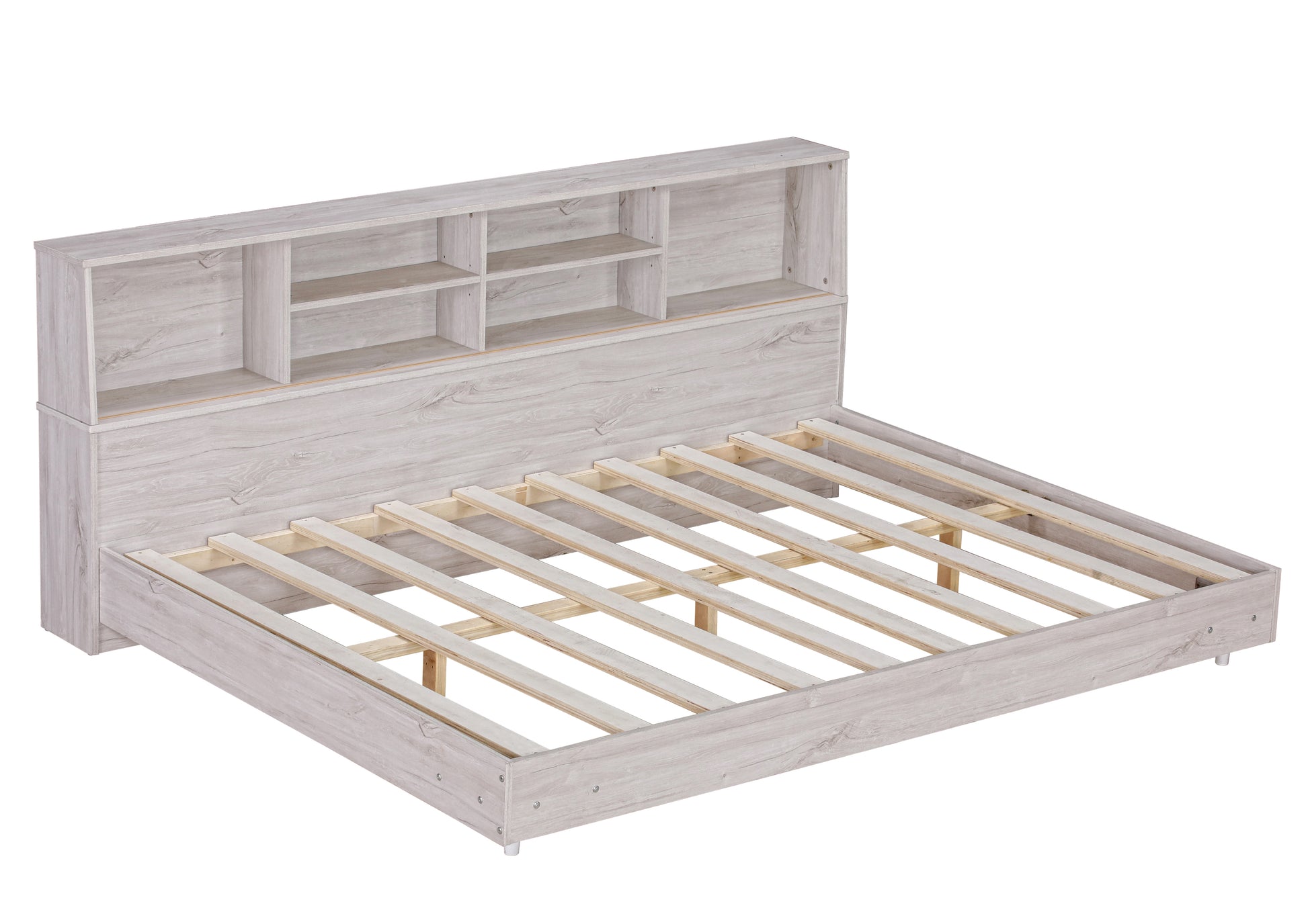 Full Size Daybed Frame With Storage Bookcases,White Oak White Oak Solid Wood Mdf