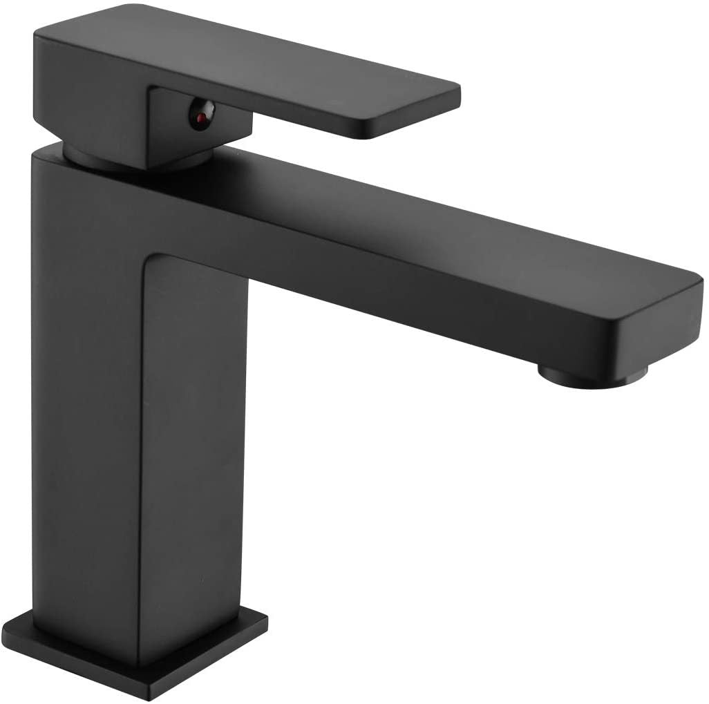 Black Bathroom Faucet, Brushed Black Faucet For Bathroom Sink, Black Single Hole Bathroom Faucet Modern Single Handle Vanity Basin Faucet Bathroom Joystick Geometric One Black Side Sprayer Deck Mounted Cartridge Valve Single Hole Faucets Matte Black