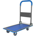 Upgraded Foldable Push Cart Dolly 330 Lbs. Capacity Moving Platform Hand Truck Heavy Duty Space Saving Collapsible Swivel Push Handle Flat Bed Wagon Blue Steel