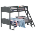 Grey Twin Full Bunk Bed With Arched Headboard Twin Grey Wood Gray Bedroom Transitional Rubberwood Bunk Wood