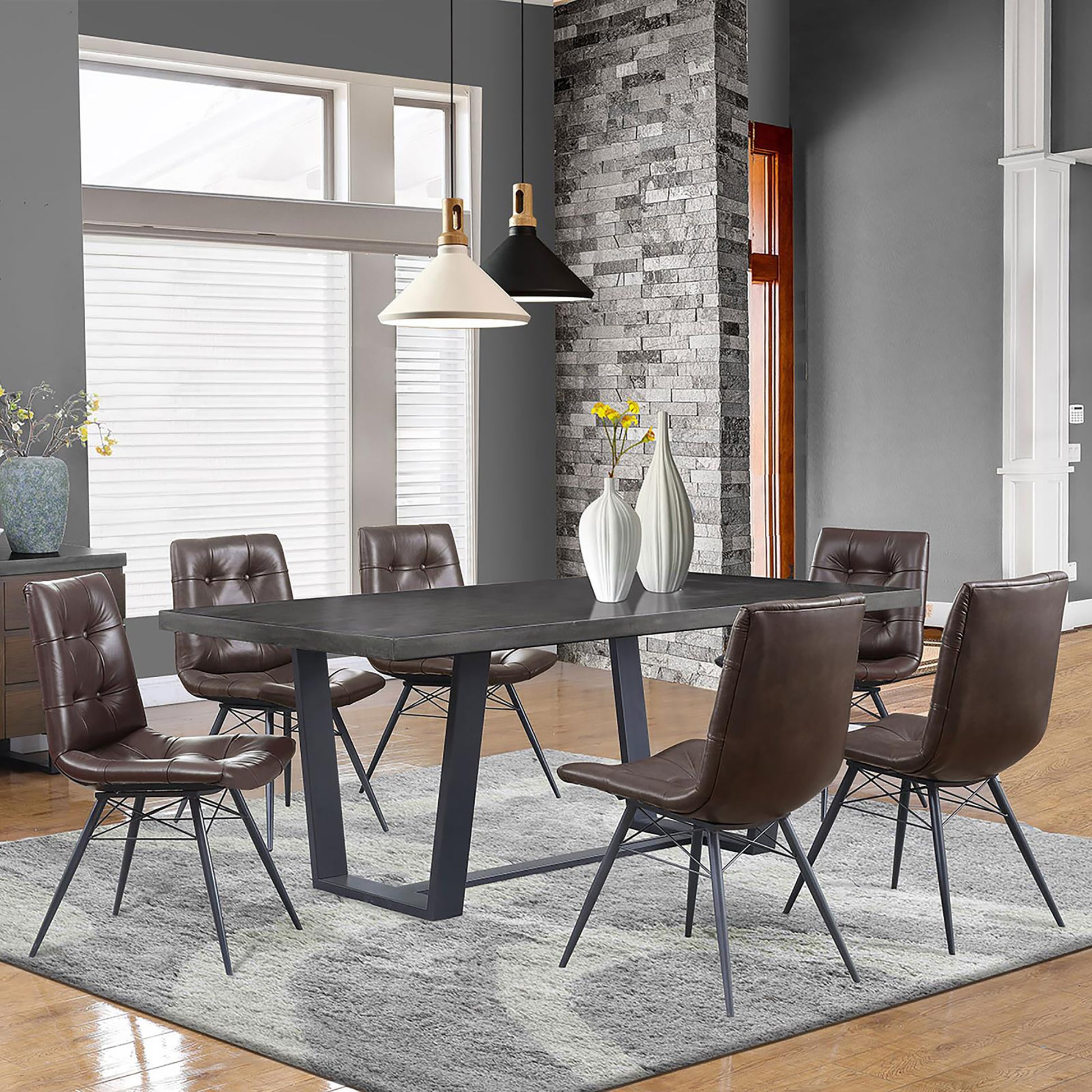 Brown And Gunmetal Back Dining Chairs Set Of 4 Brown Dining Room Industrial Side Chair Tufted Back Upholstered