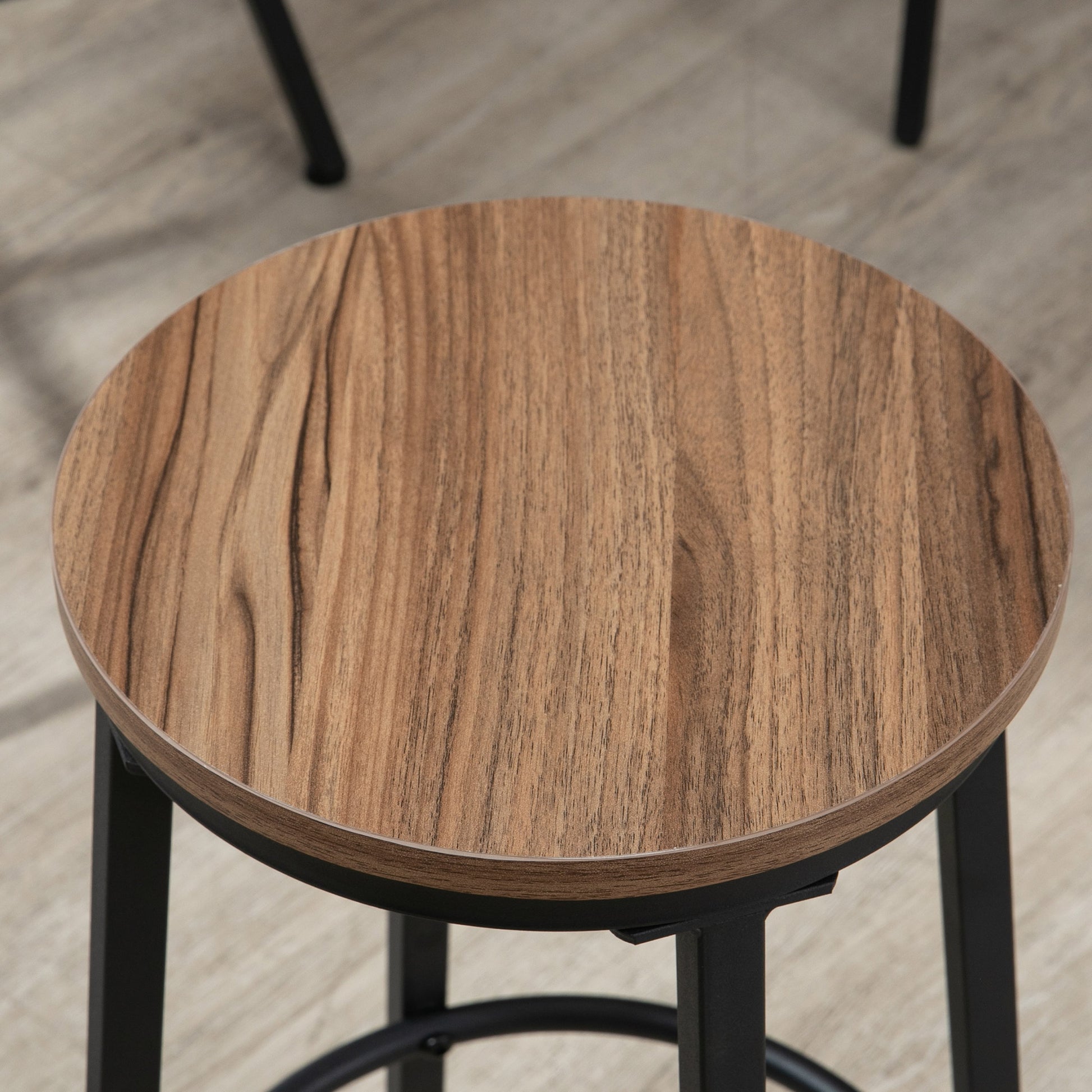 Homcom Industrial 5 Piece Bar Table And Chairs Set, Space Saving Dining Table With 4 Stools For Pub And Kitchen, Black & Brown Brown Particle Board