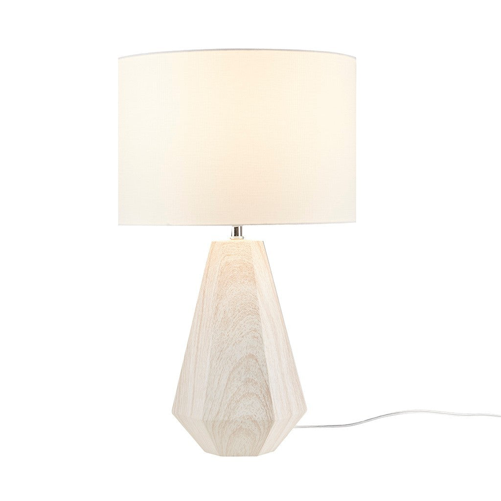 23" Resin Table Lamp With Faux Wood Texture Natural Whitewash Polyester