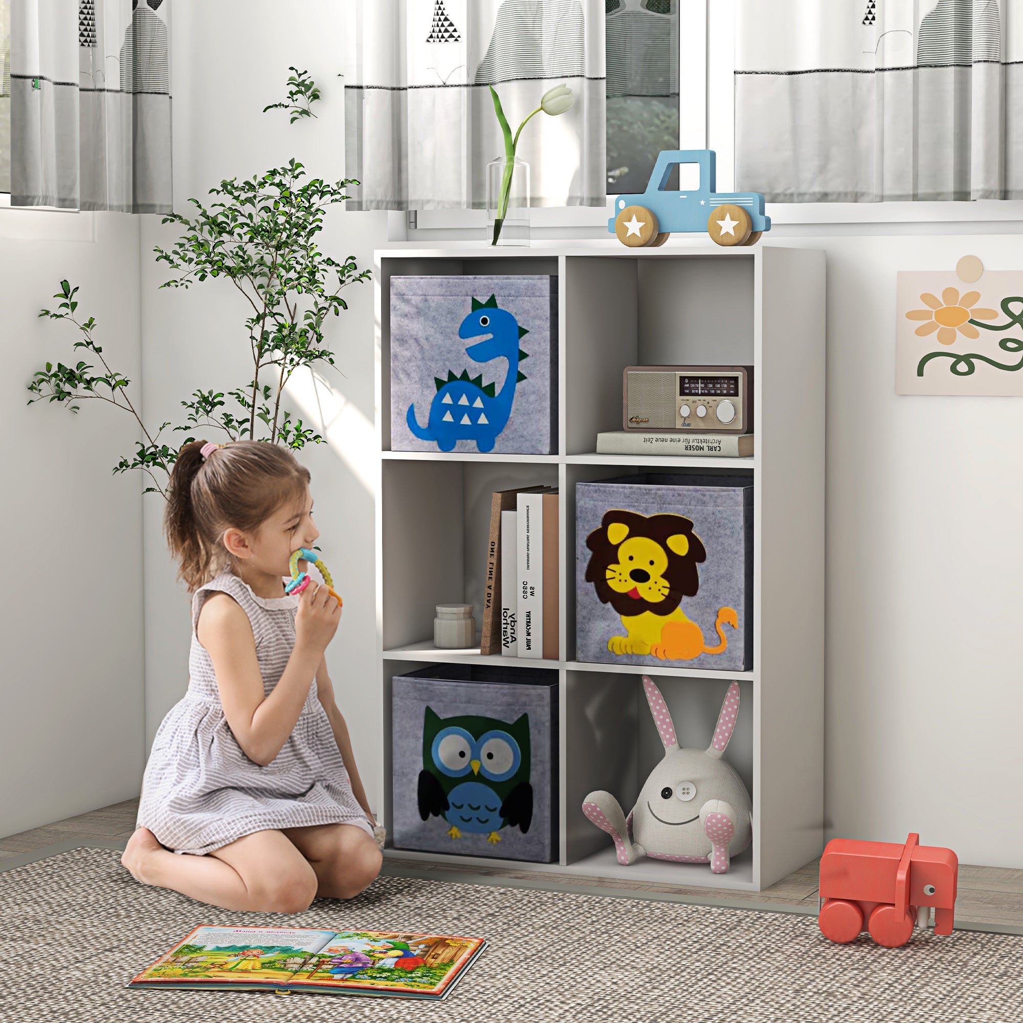 Qaba Children's Toy Organizer, Toy Storage with 3