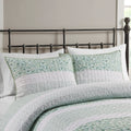 4 Piece Seersucker Quilt Set With Throw Pillow Green Polyester