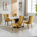 Nikki Collection Modern, High End Tufted Solid Wood Contemporary Velvet Upholstered Dining Chair With Golden Stainless Steel Plating Legs,Nailhead Trim,Set Of 2,Gold, Sw1601Gl Gold Dining Room American Design Dining Chairs Rubberwood Foam Velvet