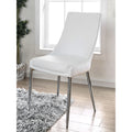 Set Of 2Dining Chairs In Sliver And White Solid White Dining Room Dining Chairs Faux Leather