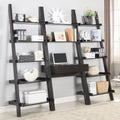 Cappuccino 3 Piece Ladder Desk And Bookcase Set Brown Writting Desk Office Contemporary,Modern Rectangular Shelves Desk Wood