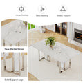 A Modern, Minimalist And Luxurious White Rectangular With A Patterned Dining Table. Mdf Table And Stainless Steel Frame. Game Table. Used For Restaurants And Living Rooms 78.7