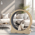 Cat Exercise Wheel Indoor Cat Treadmill With Carpeted Running Track, Safety Cat Treadmill With Latch, Weighted Wheel For Cats, Add Fun To Cat Exercise, Natural Wood Color,35.8