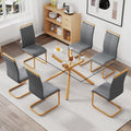 1 table with 6 chairs. Glass dining table with 0.39 transparent-glass