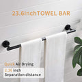 4 Pieces Matte Black Bathroom Accessories Set, Stainless Steel Bathroom Hardware Set, Bath Towel Bar Set, Towel Racks For Bathroom Wall Mounted. Black Bathroom Antique,Classic,Industrial,Modern Stainless Steel