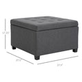 Homcom Fabric Tufted Storage Ottoman With Flip Top Seat Lid, Metal Hinge And Stable Eucalyptus Wood Frame For Living Room, Entryway, Or Bedroom, Grey Gray Plastic