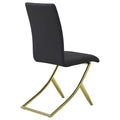 Black And Brass Dining Chairs Set Of 2 Polyurethane Solid Black Dining Room Rectangular Contemporary,Modern Side Chair Solid Back Upholstered