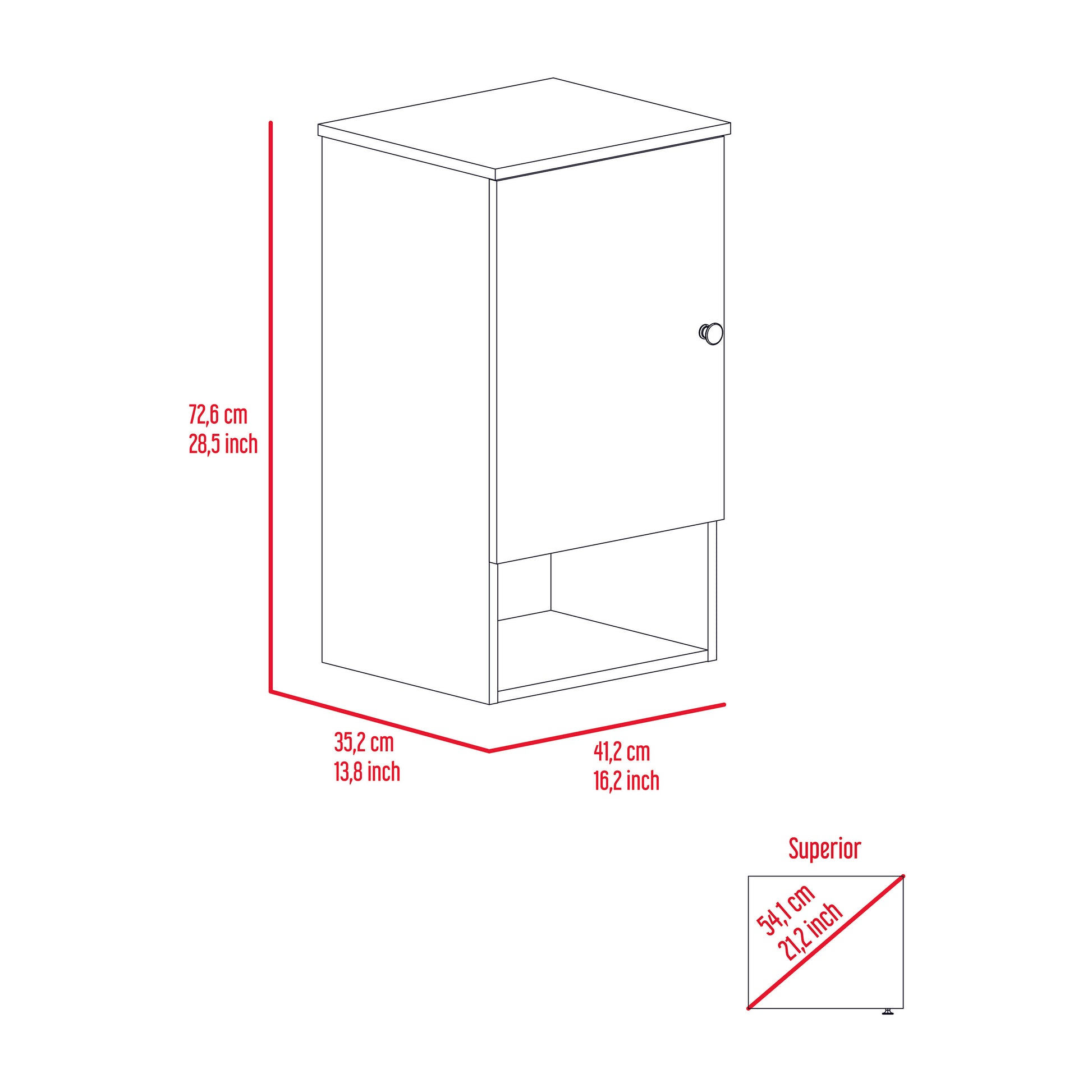 Medicine 28H" Single Door Cabinet, One Shelf, Two Interior Shelves, Light Oak White Multicolor Particle Board Particle Board