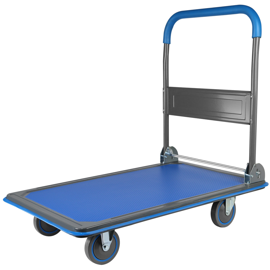 Dolly Cart Platform Truck 660Lbs Folding Foldable Push Cart Dolly Flatbed Dolly Metal With Wheels Hand Trucks Platform Truck Luggage Cart Heavy Duty Rolling Tool Cart Blue Steel