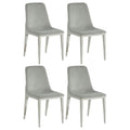 Light Grey And Chrome Side Chairs Set Of 4 Solid Grey Dining Room Contemporary,Modern Side Chair Solid Back Upholstered