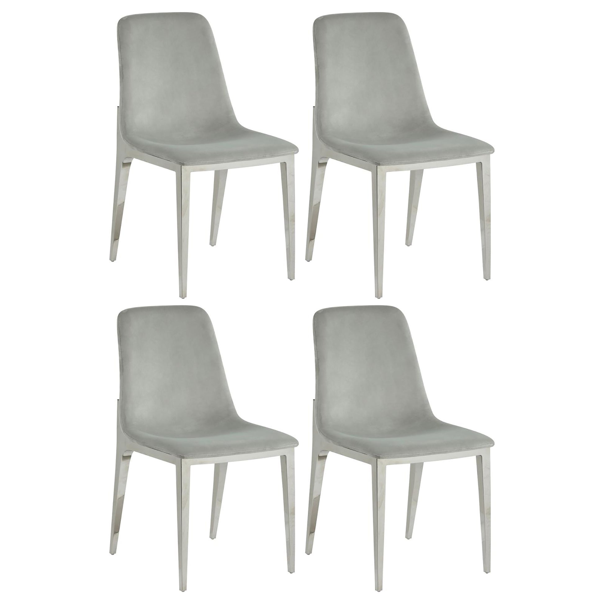 Light Grey And Chrome Side Chairs Set Of 4 Solid Grey Dining Room Contemporary,Modern Side Chair Solid Back Upholstered