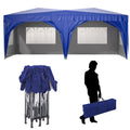 10'X20' Ez Pop Up Canopy Outdoor Portable Party Folding Tent With 6 Removable Sidewalls Carry Bag 6Pcs Weight Bag Beige Blue Blue Metal