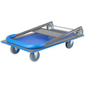 Upgraded Foldable Push Cart Dolly 330 Lbs. Capacity Moving Platform Hand Truck Heavy Duty Space Saving Collapsible Swivel Push Handle Flat Bed Wagon Blue Steel