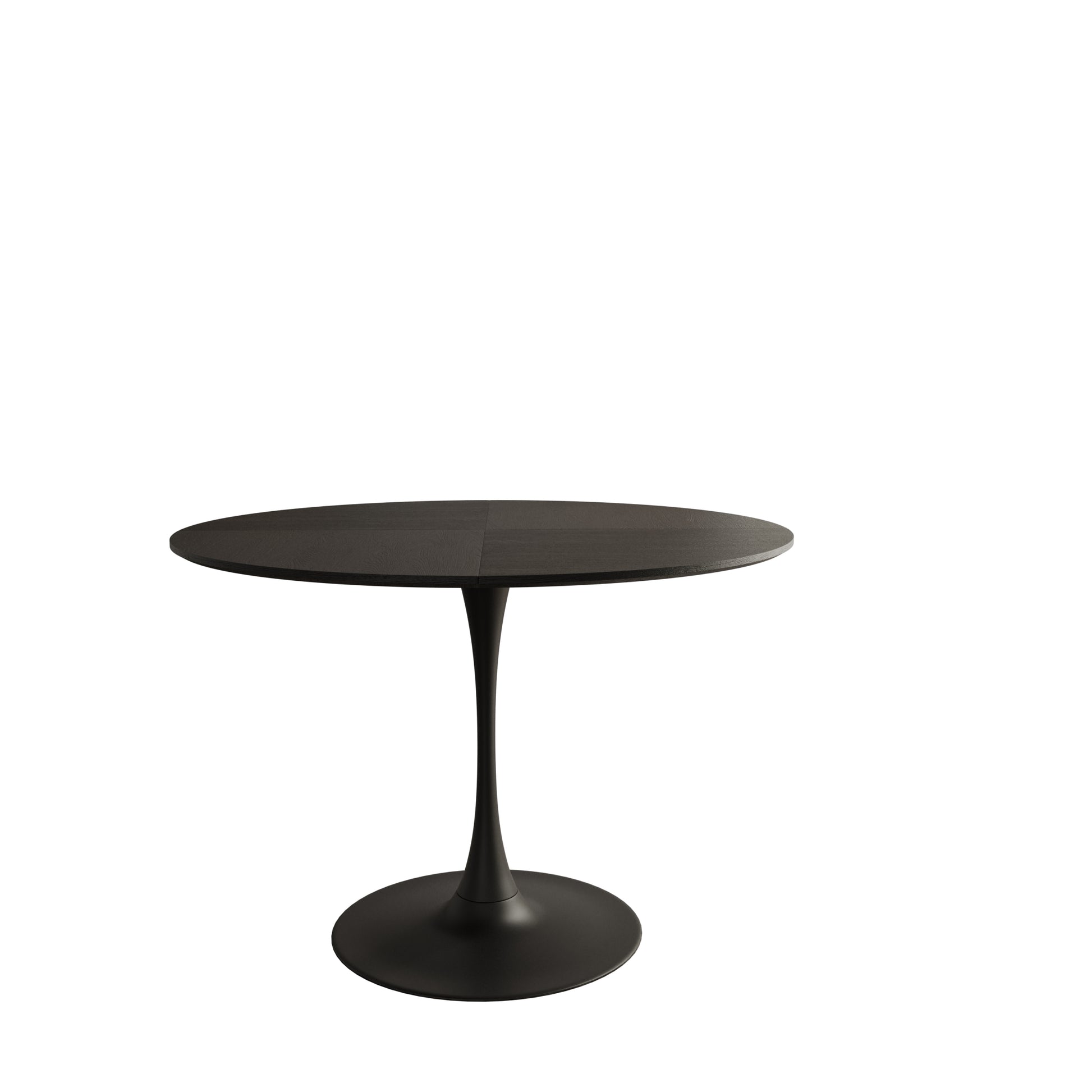 47.24"Modern Round Dining Table,Four Patchwork Tabletops With Black Color Solid Wood Grain Table Top,Metal Base Dining Table, End Table Leisure Coffee Table Black Mdf Metal