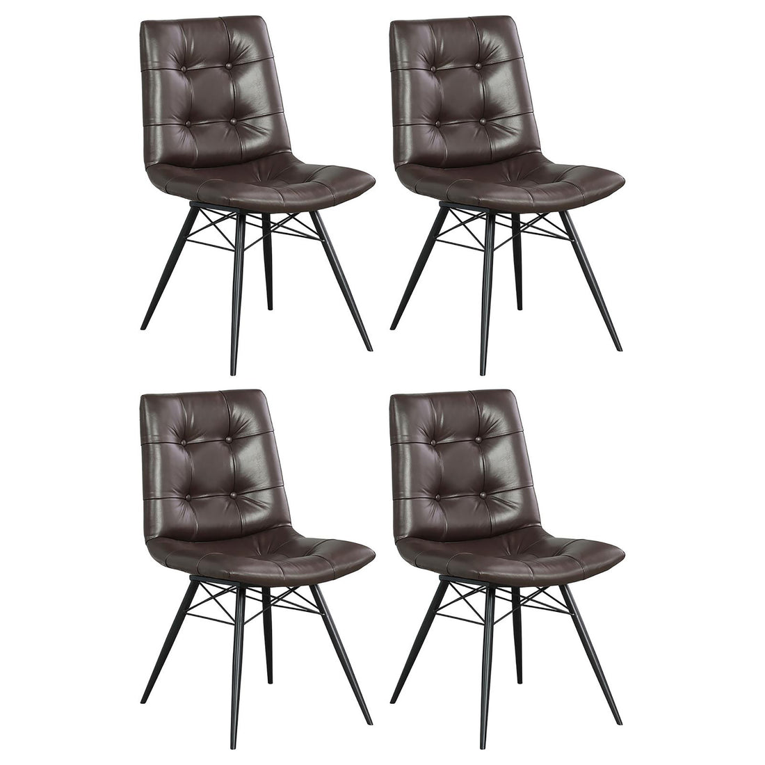 Brown And Gunmetal Back Dining Chairs Set Of 4 Brown Dining Room Industrial Side Chair Tufted Back Upholstered