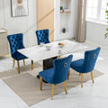 Nikki Collection Modern, High End Tufted Solid Wood Contemporary Velvet Upholstered Dining Chair With Golden Stainless Steel Plating Legs,Nailhead Trim,Set Of 2,Blue And Gold, Sw1601Bl Blue American Design Rubberwood Foam Velvet