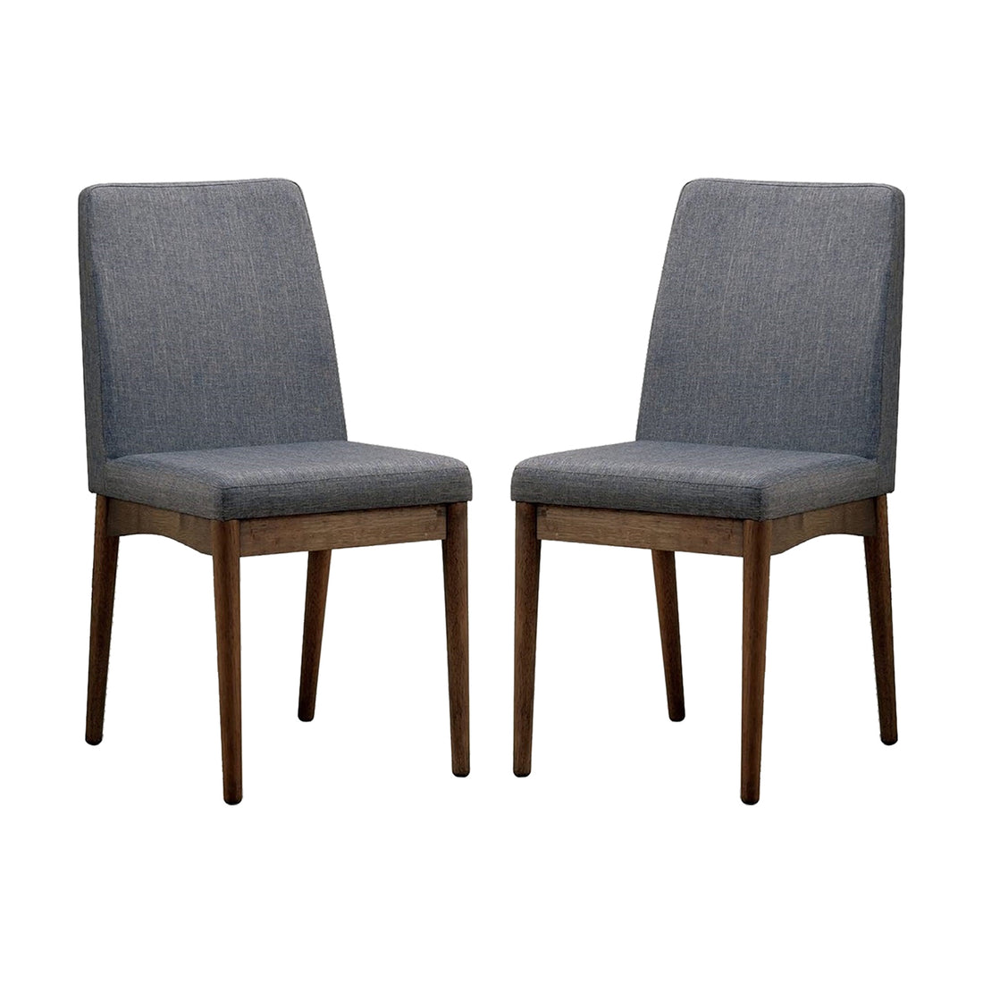 Set Of 2 Padded Fabric Dining Chairs In Natural Tone And Gray Solid Natural Grey Dining Room Dining Chairs Wood Fabric