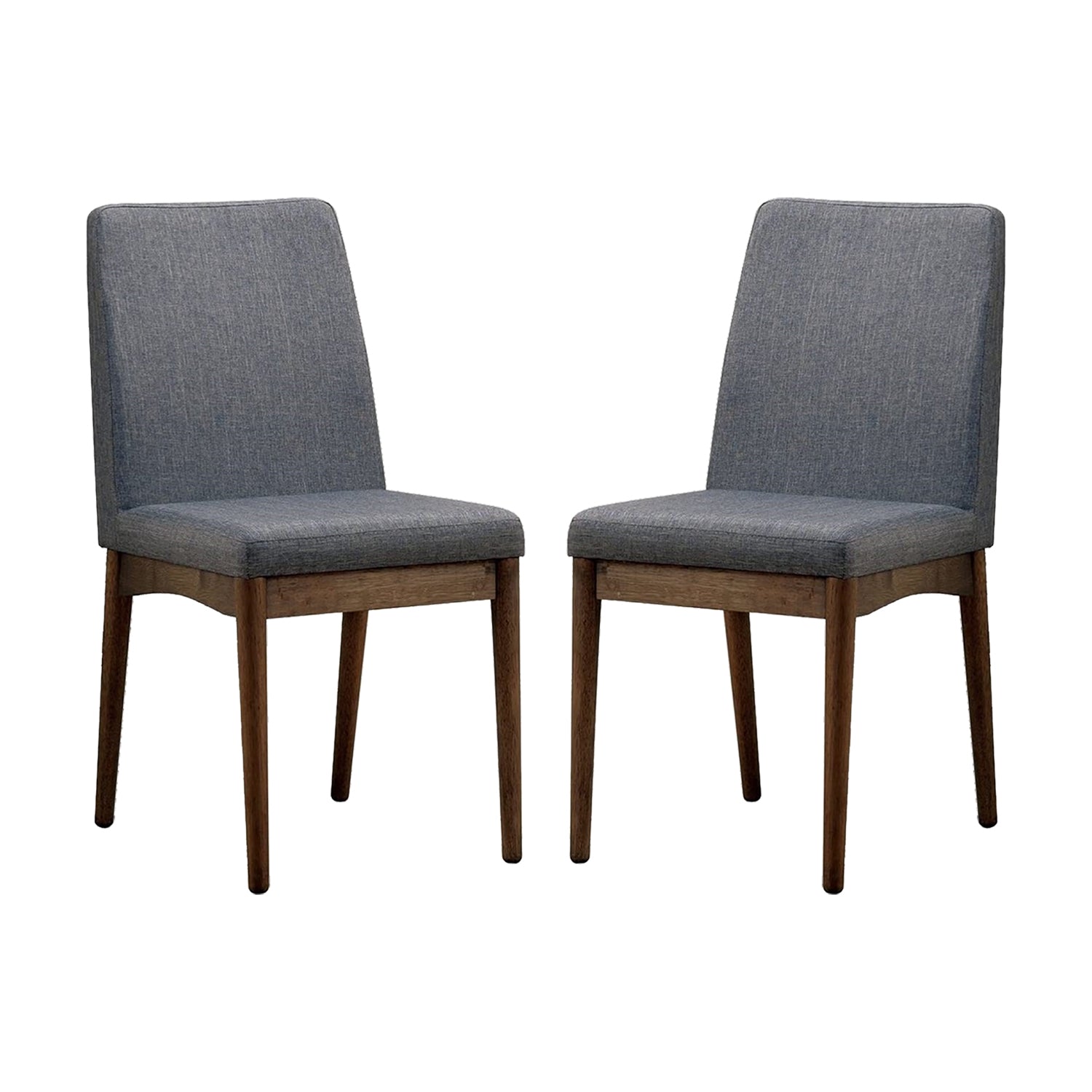 Set Of 2 Padded Fabric Dining Chairs In Natural Tone And Gray Solid Natural Grey Dining Room Dining Chairs Wood Fabric