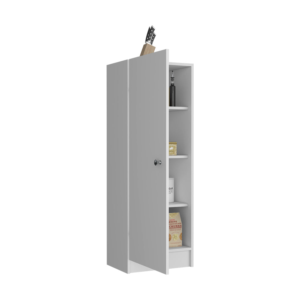 Kitchen Pantry 47" H, One Door Cabinet, Four Interior white-particle board-particle board