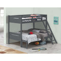 Grey Twin Full Bunk Bed With Built In Ladder Twin Grey Wood Gray Bedroom Transitional Rubberwood Bunk Wood