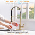 Touchless Kitchen Faucet,Hands Free Automatic Smart Kitchen Faucet Brushed Nickel Gold Smart Kitchen Faucet Brushed Gold Kitchen Contemporary Ceramic Brass