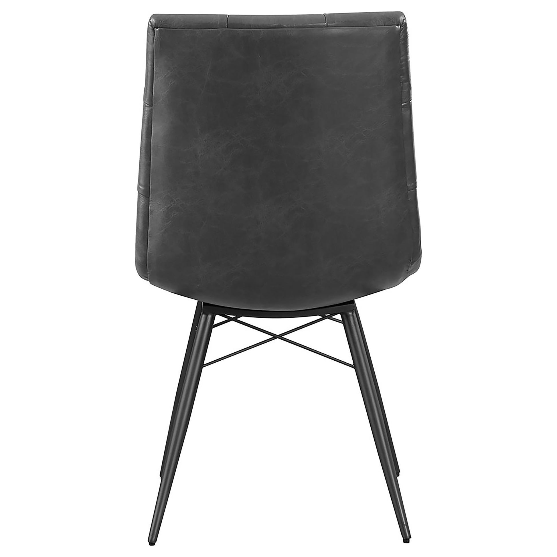 Charcoal And Gunmetal Tufted Back Dining Chairs Set Of 4 Polyurethane Black Dining Room Industrial Side Chair Tufted Back Upholstered