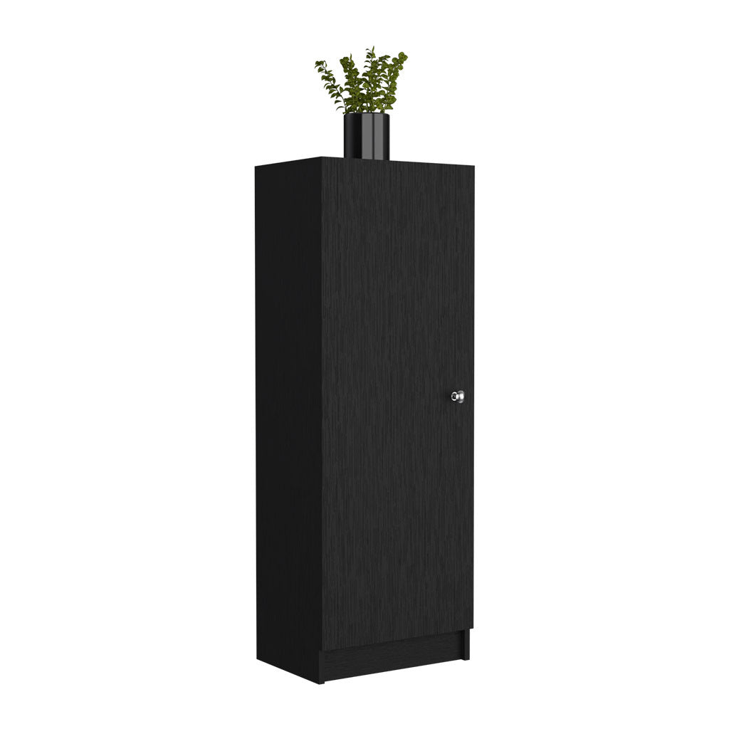 Kitchen Pantry 47" H, One Door Cabinet, Four Interior black-particle board-particle board