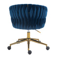 Modern Design The Backrest Is Hand Made Woven Office Chair,Vanity Chairs With Wheels,Height Adjustable,360 Swivel For Bedroom, Living Room Blue Blue Bedroom Foam Modern Office Chairs Foam Velvet