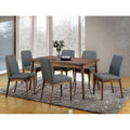 Set Of 2 Padded Fabric Dining Chairs In Natural Tone And Gray Solid Natural Grey Dining Room Dining Chairs Wood Fabric