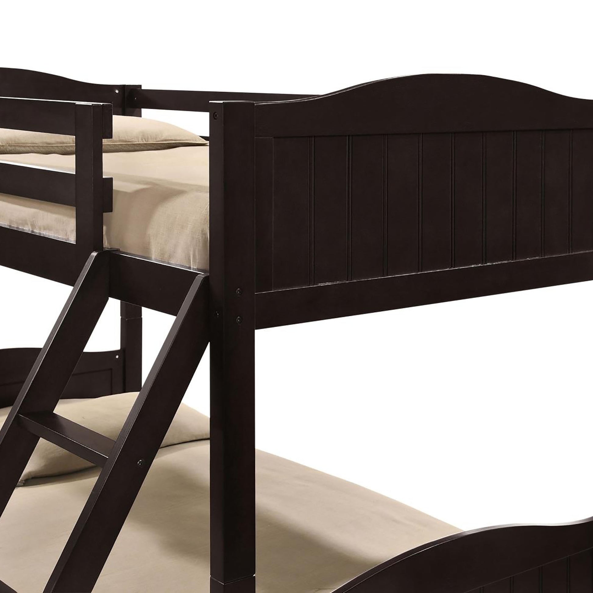 Espresso Twin Full Bunk Bed With Arched Headboard Twin Brown Wood Espresso Bedroom Transitional Rubberwood Bunk Wood