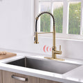 Touchless Kitchen Faucet,Hands Free Automatic Smart Kitchen Faucet Brushed Nickel Gold Smart Kitchen Faucet Brushed Gold Kitchen Contemporary Ceramic Brass