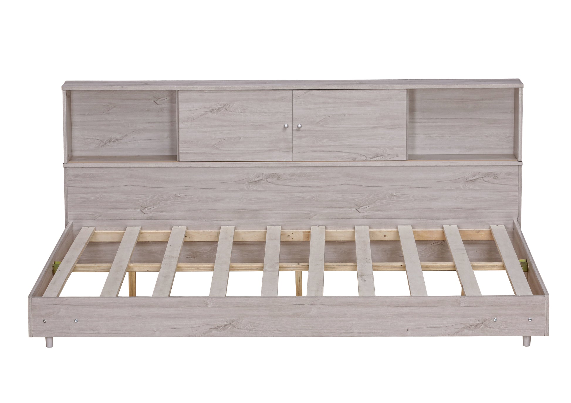 Full Size Daybed Frame With Storage Bookcases,White Oak White Oak Solid Wood Mdf