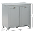 Homcom Tilt Out Laundry Sorter Cabinet, Bathroom Storage Organizer With Two Compartment Tilt Out Hamper, Gray Gray Mdf