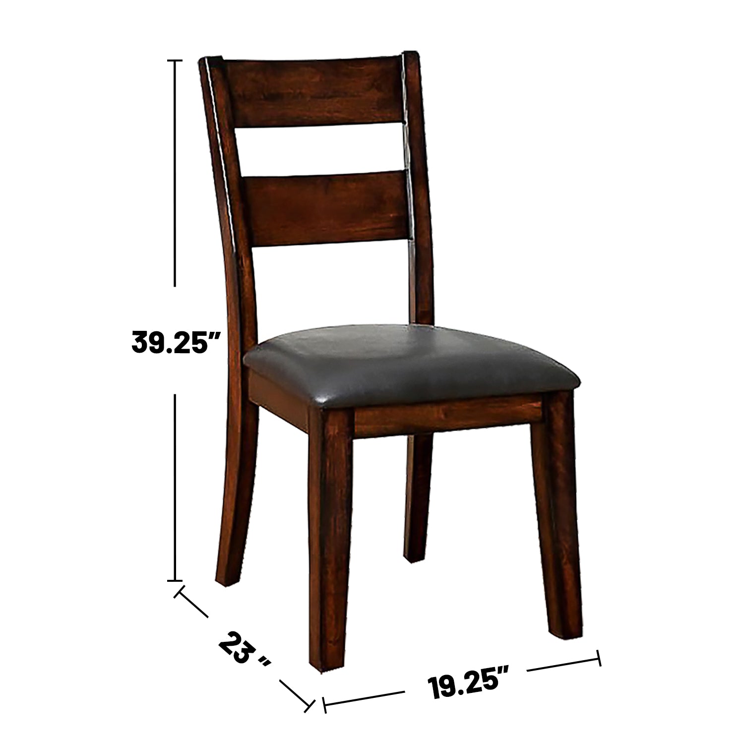 Pack Of 2 Paddedside Chairs In Dark Cherry Solid Cherry Dining Room Dining Chairs Ladder Back Faux Leather