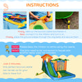 Outsunny 6 In 1 Tropical Inflatable Water Slide Summer Theme Jumping Castle Includes Floating Ball Slide Trampoline Pool Cannon Climbing Wall With Carry Bag, Repair Patches And 450W Air Blower Multicolor Fabric