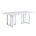 A Modern, Minimalist And Luxurious White Rectangular With A Patterned Dining Table. Mdf Table And Stainless Steel Frame. Game Table. Used For Restaurants And Living Rooms 78.7