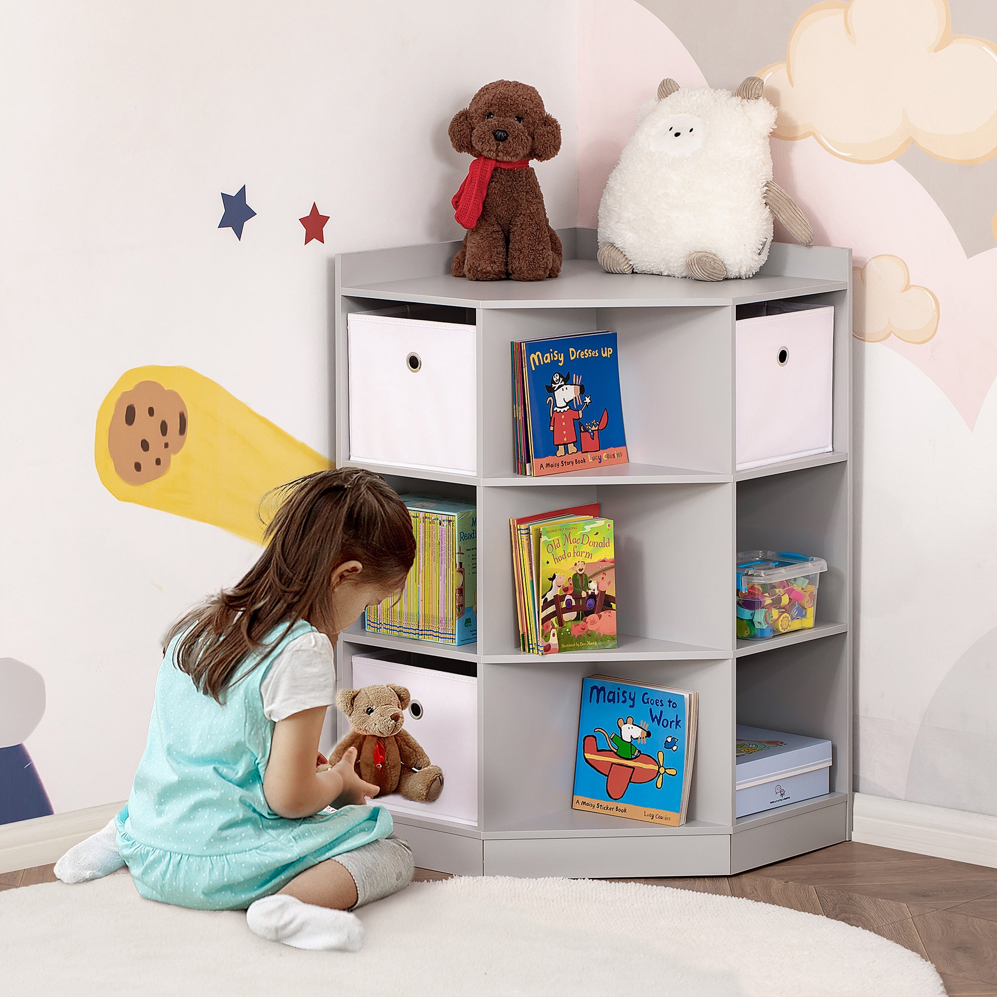 Homcom Kids Corner Cabinet, Cubby Toy Storage