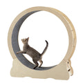 Cat Exercise Wheel Indoor Cat Treadmill With Carpeted Running Track, Safety Cat Treadmill With Latch, Weighted Wheel For Cats, Add Fun To Cat Exercise, Natural Wood Color, 39.4