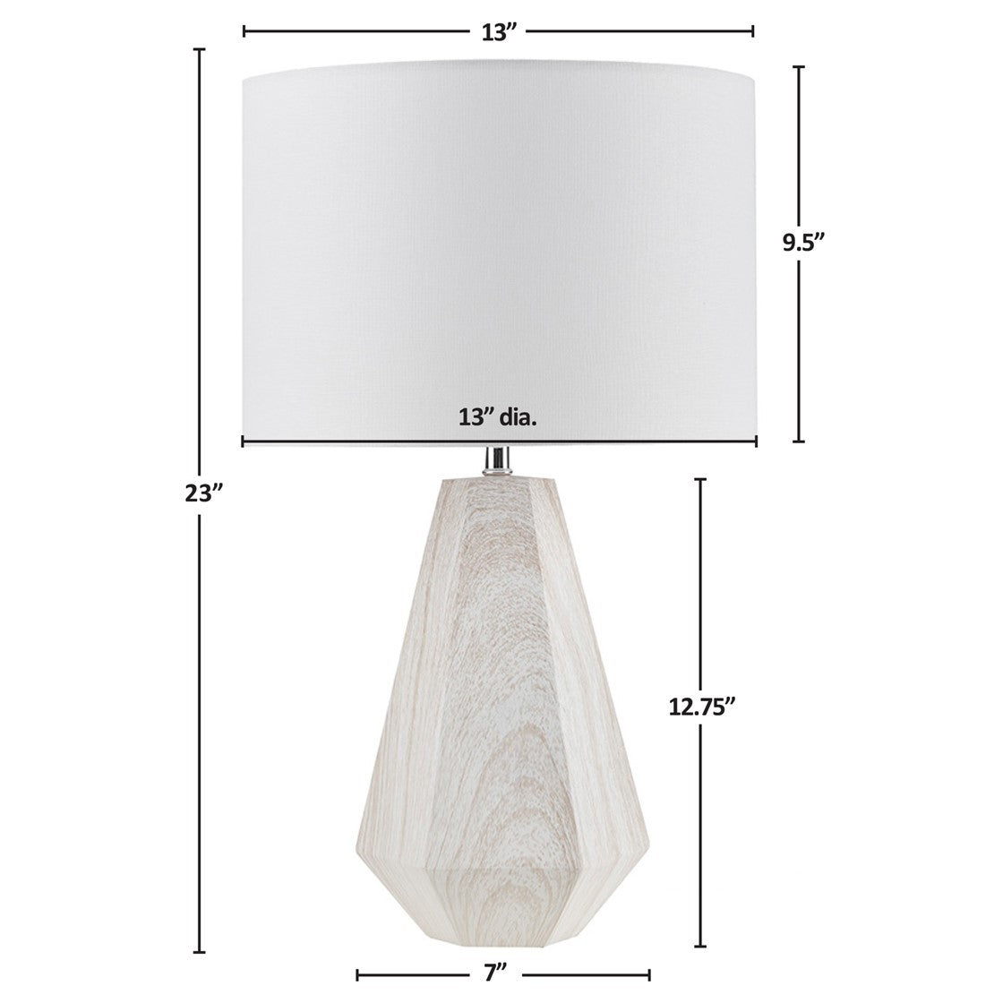 23" Resin Table Lamp With Faux Wood Texture Natural Whitewash Polyester