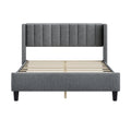 Queen Size Upholstered Platform Bed Frame With Headboard, Mattress Foundation, Wood Slat Support, Quiet, No Box Spring Needed, Easy To Assemble Light Grey Light Gray Wood