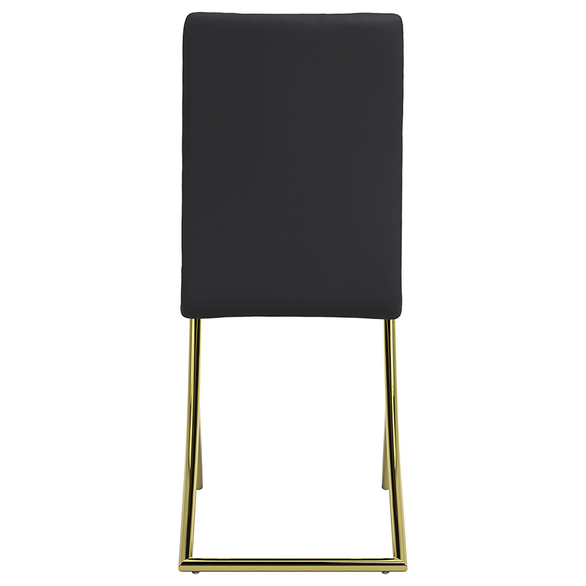 Black And Brass Dining Chairs Set Of 2 Polyurethane Solid Black Dining Room Rectangular Contemporary,Modern Side Chair Solid Back Upholstered